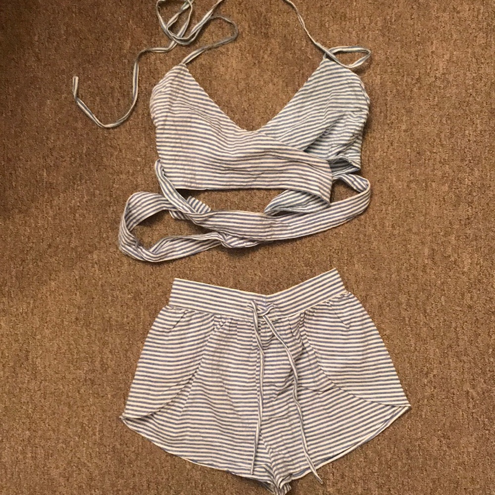 Asos Petite High Waist Retro Striped Swimsuit